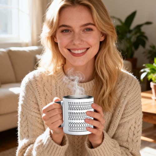 TEAWOO Black Funny Coffee Mug 11oz with Hidden Message Ceramic