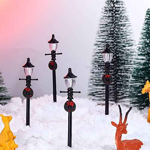 Honoson Christmas Village Accessories Christmas Mini Street Light Models Miniature Lamp Post Dollhouse Small Street Lamp, Age Over 12 Years(8 Pieces,Novel Style)