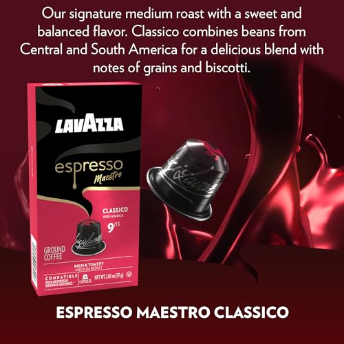 Lavazza Espresso Maestro Classico Capsules - Compatible with Nespresso, Medium Roast, 100% Arabica, 10 Count