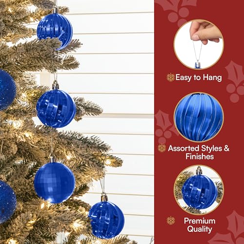 Joiedomi Blue 24 Pcs Christmas Ball Ornaments Set 2.36" Shatterproof Decorations