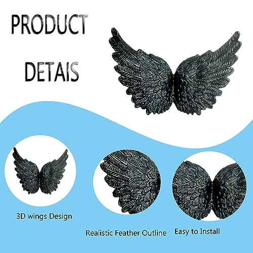 Christmas Angel Wings for Crafts, 30PCS Silver Black White Christmas Tree Decoration, 3D Plastic Hanging Mini Feathers Costume Ornaments