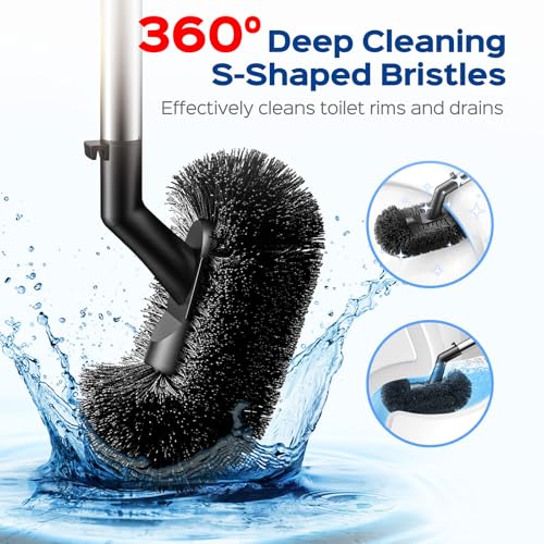 Toilet Plunger and Brush Set with Stainless Steel Handle - 2 Pack