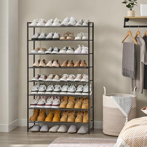 8 Tier Metal Shoe Rack Organizer - Holds Up to 40 Pairs, Black, Adjustable Bottom Shelf