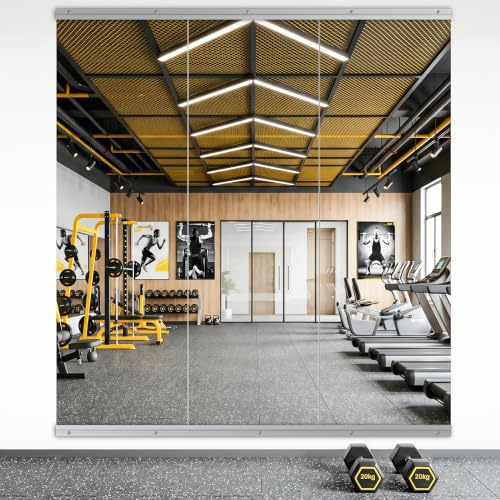Yarnuwa 3-Pack Wall-Mounted Gym Mirrors 56x16 Inches for Fitness Studio