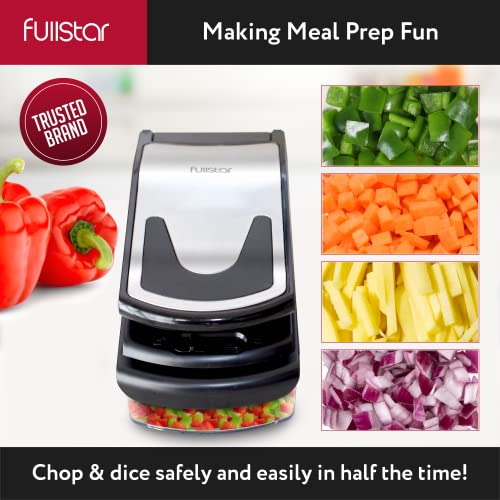 Fullstar Daily Vegetable Chopper and Mandoline Slicer - Kitchen Gadgets - Food Chopper with Container, Veggie Chopper, Fruit Cutter, Onion Dicer, Potato and Tomato Slicer for Salads (2-in-1, Black)
