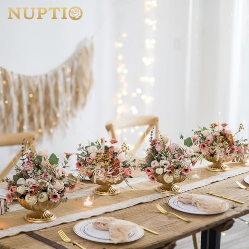 10 Pcs Small Gold Vases for Centerpieces, Metal, 3.7 Inch - Elegant Table Decor