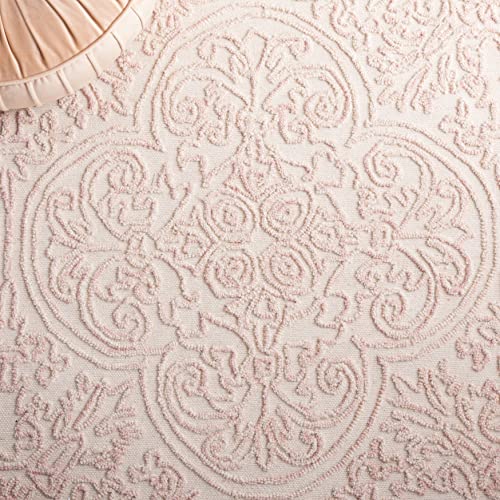 SAFAVIEH Trace Collection Accent Rug - 3' x 5', Ivory & Pink, Handmade Wool, Ideal for High Traffic Areas in Entryway, Living Room, Bedroom (TRC101U)