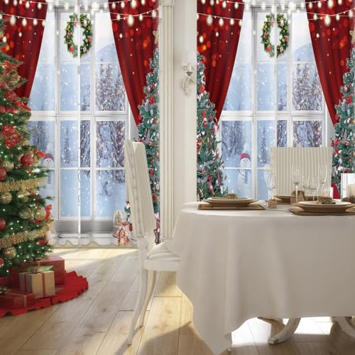 Peryiter Christmas Curtains 82x84 in - 2 Panels, Living Room Window Decor, Classic