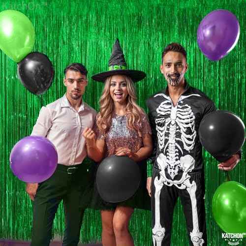 KatchOn, Green Streamers - Pack of 2 | Fringe Backdrop Curtain for Dinosaur Birthday | Halloween Decorations | Party Supplies for Green Birthday Decorations | Football, Jungle Party