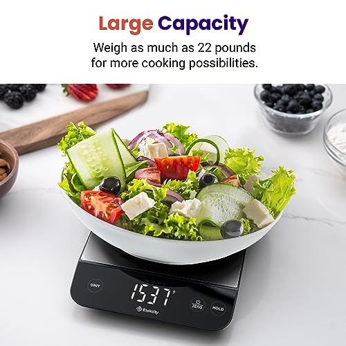 Stainless Steel Food Kitchen Scale 22lb Waterproof USB Rechargeable