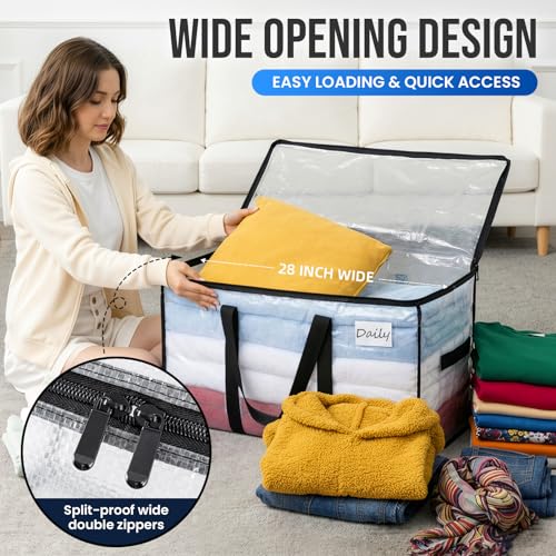 TAILI 10 Pack Clear Extra Large Moving Storage Bags with Visible Window