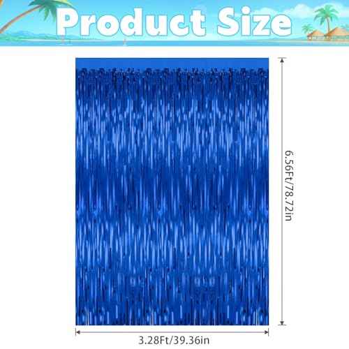 3 Pack Blue Backdrop Curtain Tinsel Streamers Ocean Themed Decor Birthday Party Decorations Foil Fringe Backdrop Graduation Baby Shower Bachelorette Winter Party Decorations Supplies