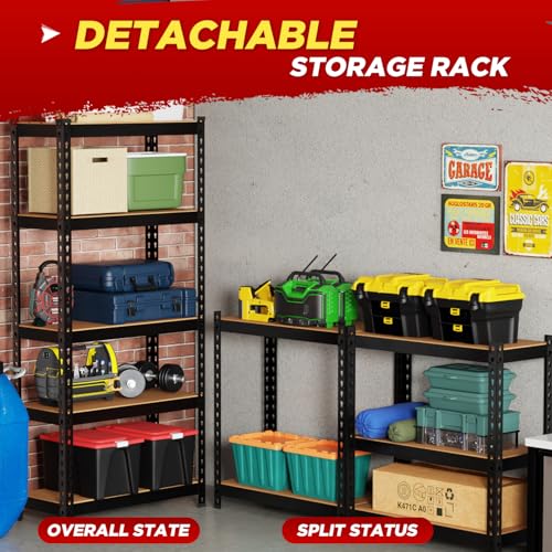 BestOffice 36W x 16D x 72H Heavy Duty 5-Tier Garage Shelving with Adjustable MDF Shelves