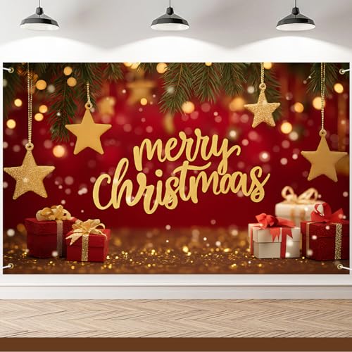 LEIWEIHOPE Christmas Backdrop Banner 71x43 Inch Snowman Santa Nativity Xmas Decoration (20)