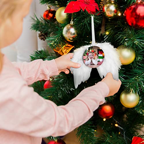 Amyhill 48 Pcs Christmas Angel Wings Sublimation Ornaments (Round Style) – 24 Wings + 24 Blanks