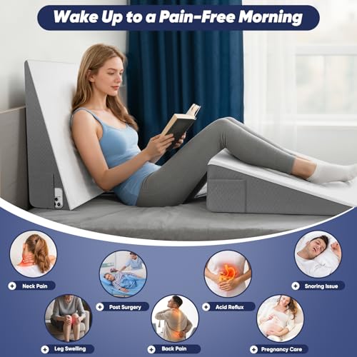 24x24x8 Inch Bed Wedge Pillow for Sleeping & Resting, Memory Foam Support, Cooling Cover