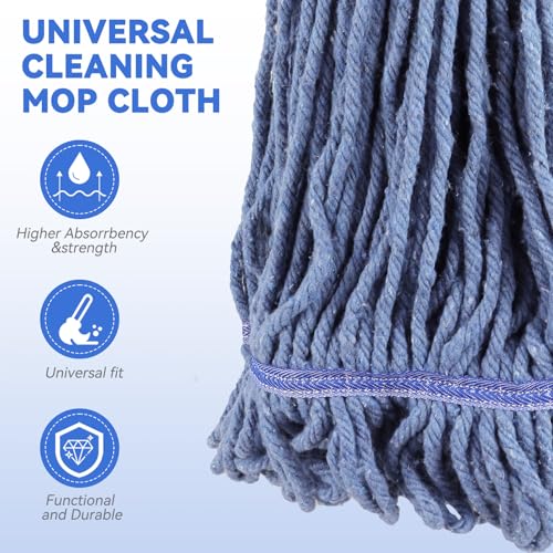 Blue 6 Pack Heavy Duty Commercial Mop Heads Replacement for Floor Cleaning