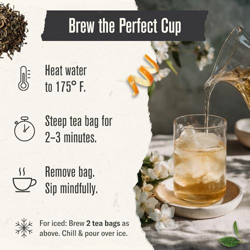 Organic Jasmine Green Tea Bags - Fair Trade, USDA Organic, 100 Count