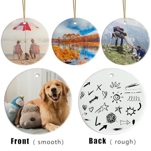 AMONE 12pcs White Sublimation Ceramic Ornaments - Personalized Xmas Keepsake for Heat Press Printing