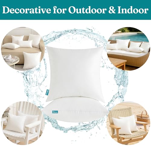 Outdoor Waterproof Pillow Inserts 20x20 Set of 2 - Square Patio Cushions