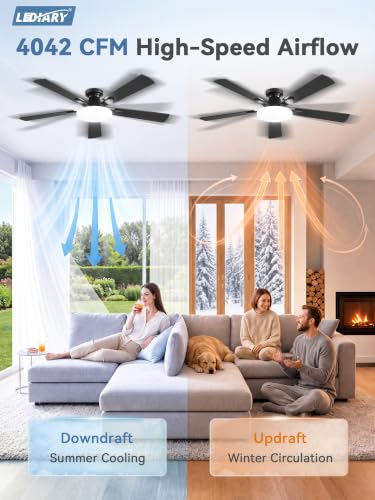 Black 52 Inch LEDIARY Ceiling Fan with Lights Remote & App Control