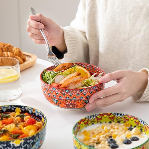 Vancasso 6-Piece Colorful Porcelain Cereal Bowls Set, 28oz Kitchen Dinnerware