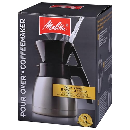 Melitta Pour-Over Coffee Brewer & 42oz Stainless Steel Carafe Set with Filters