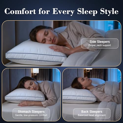 Queen Size Down & Support Hybrid Hotel Pillows Set of 2