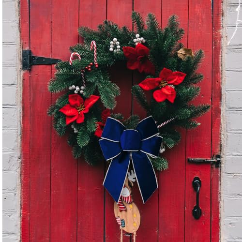 Anshome Blue Velvet Christmas Bows Set - 4 pcs Wreath & Tree Decorations