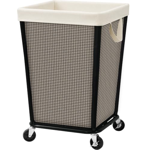 STO STO 160L Beige Rolling Laundry Hamper with Wheels, Large Capacity