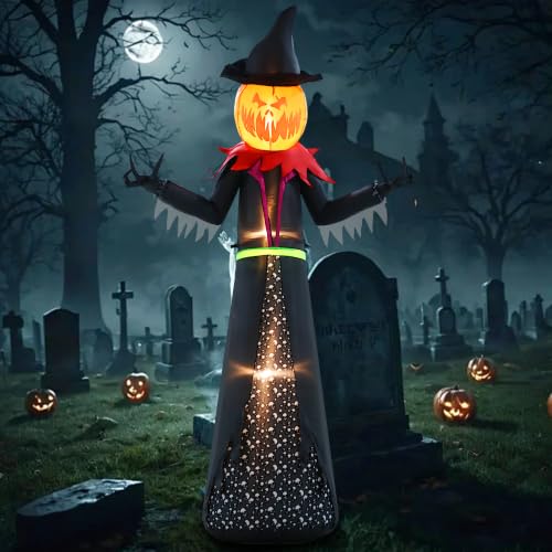 GIFTFIND 9FT Giant Pumpkin Witch Inflatable Halloween Yard Decor - 9ft Pumpkin Man Variation