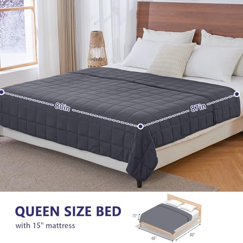 Yescool King Size Weighted Blanket 30lbs for Adults - Grey, 80x87 Inches