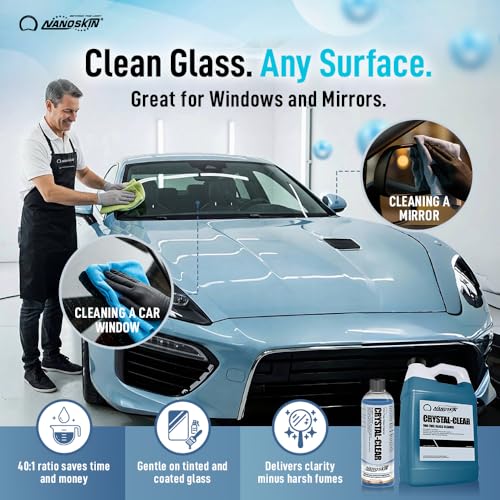 Nanoskin Crystal-Clear VOC-Free Glass Cleaner 640 Fl Oz - Streak-Free Surface & Vehicle Glass