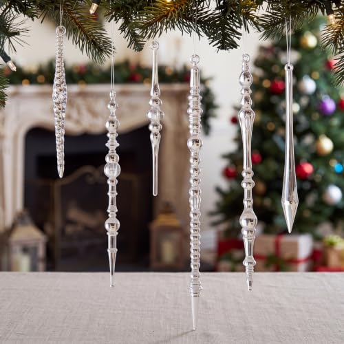 Tondiamo 48-Piece Crystal Icicle Ornaments Set for Christmas Tree - Acrylic