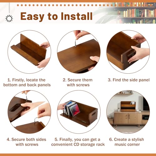 CroBlissful Wooden CD Storage Box Set - Holds 144 CDs, Brown, 4-Pack
