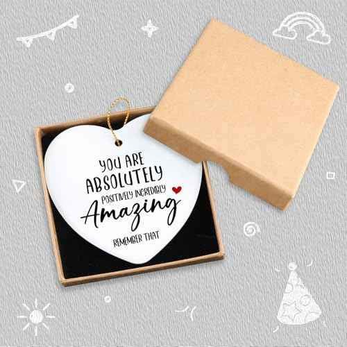 Inspirational Gifts for Women You are Amazing Hanging Ornament Ceramic Heart Keepsake Encouragement Appreciation Friendship Gifts for Coworkers Sister Thoughtful Birthday for Friends