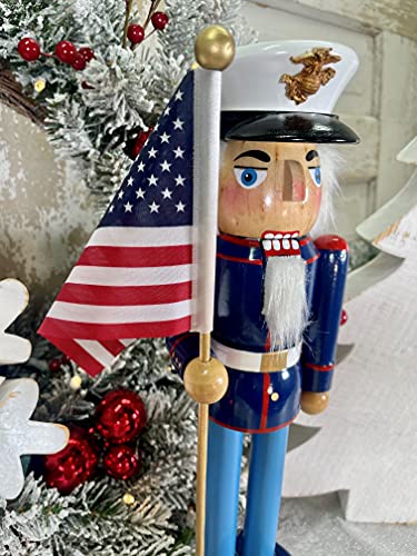 14" Marine Nutcracker - Handcrafted Santa's Workshop Decorative Figure