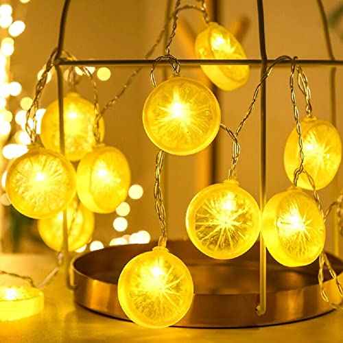 Lemon String Lights, Merdeco 10ft 20 LED Plug in Lemon String Lights Warm White Fairy Lights for Birthday Party Wedding Home Decoration
