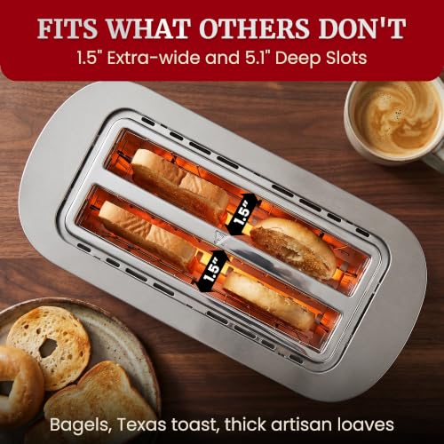 Stainless Steel 4-Slice Long Slot Automatic Toaster with Digital Touchscreen