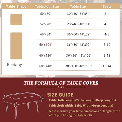 HOMOHEINI Christmas Tablecloth 60x84 White Rectangle with Trees & Snowman, Washable Polyester