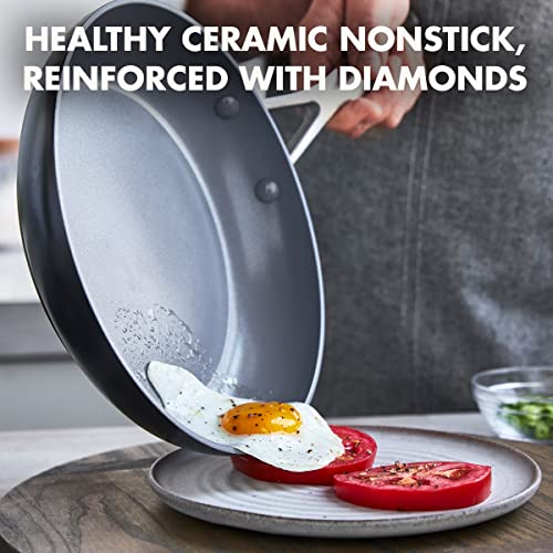 GreenPan Valencia Pro 10-Inch Ceramic Nonstick Frying Pan with Lid – Gray, Durable & Toxin-Free