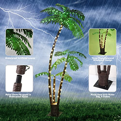 OUSHENG 6FT Lighted Palm Tree Outdoor Christmas & Patio Decor