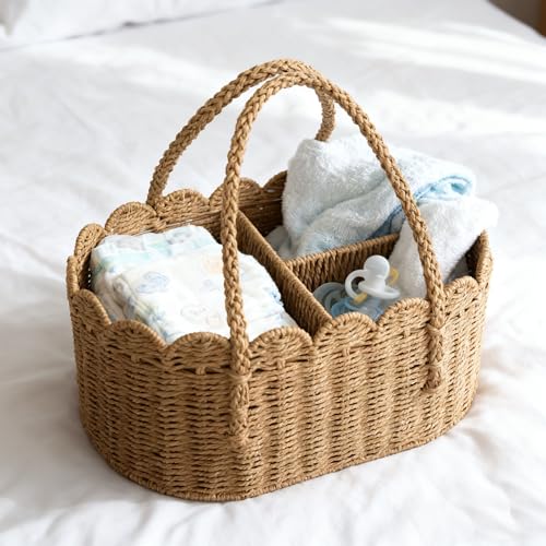 Camel Baby Diaper Caddy Organizer with Removable Dividers - Nursery Storage Basket