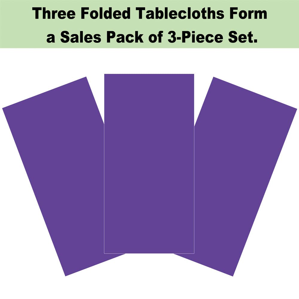 Plastic Purple Tablecloths 3 Pack Violet Disposable Table Covers 54" x 108" Table Cloths for Parties Mermaid Gras Parties Birthdays Weddings, Fits 6 to 8 Foot Rectangle Tables