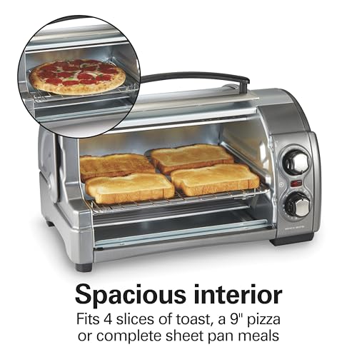 Hamilton Beach Silver 4-Slice Countertop Toaster Oven with Roll-Top Door