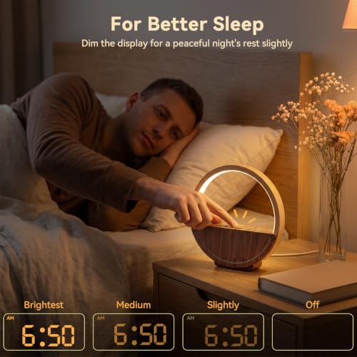 Sunrise Alarm Clock with Sound Machine & Night Light - Dark Wood Grain