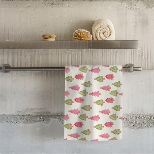 Preppy Christmas Sand Towel, Pink and Green Tree Pool Towels, Large