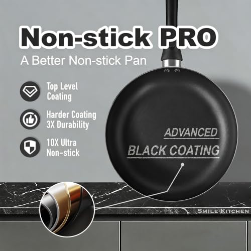 Black 8-Piece Ceramic Cookware Set - Nonstick Pots & Pans with Handles