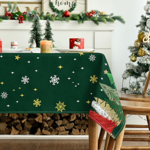 Horaldaily Green Christmas Tree Tablecloth 60 x 60 Inch Square Holiday Decor