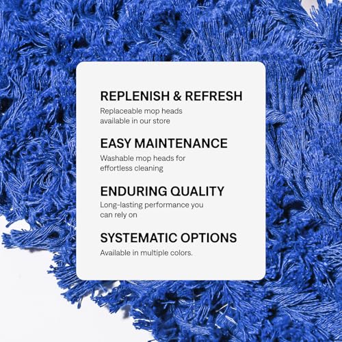 Blue 60-Inch Commercial Dust Mop & Floor Sweeper with Reusable Head & Wooden Handle